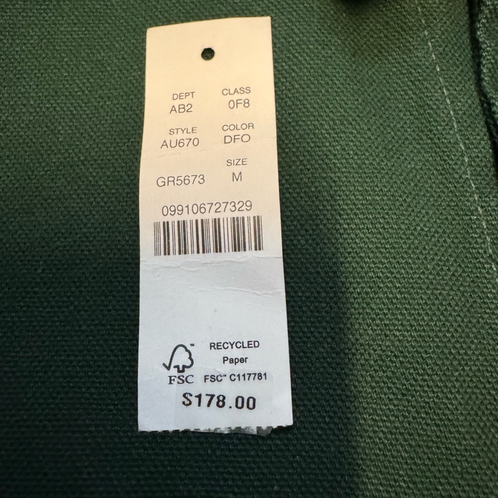 Wallace & Barnes Duck Canvas Utility Chore Jacket Green Mens medium J Crew Coat - Picture 7 of 15